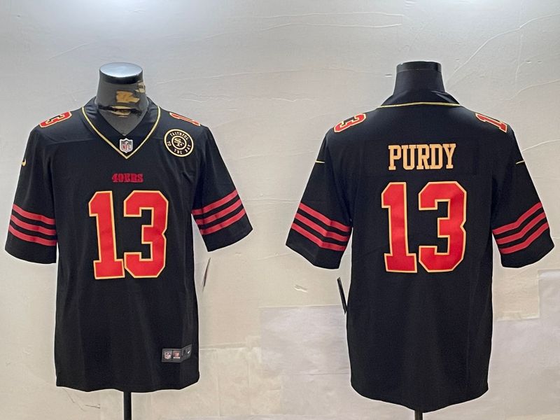 Men San Francisco 49ers 13 Purdy Black Gold 2024 Nike Limited NFL Jersey style 12302